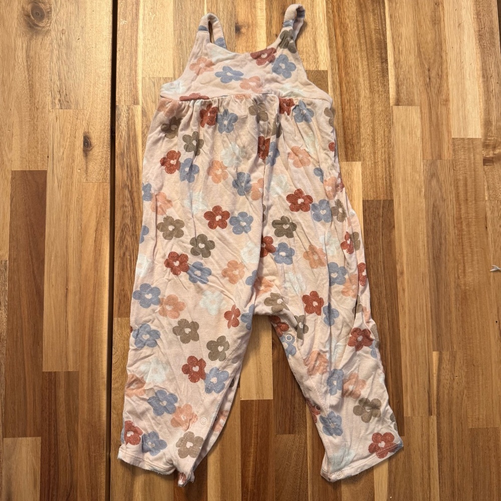 Tullabee bamboo romper Floral Print Pink Kids Overalls 12-18 months